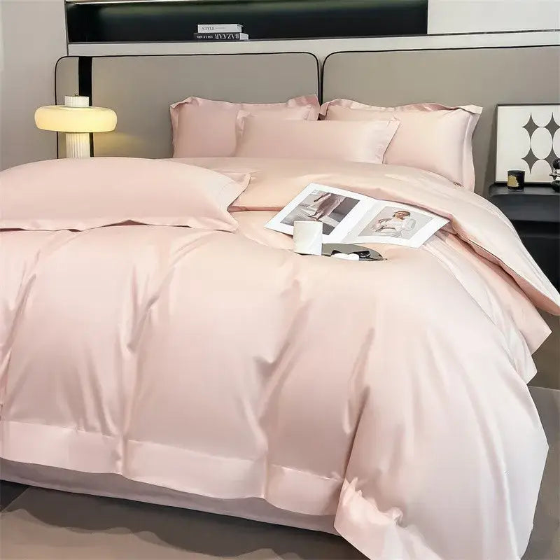 Luxurious silver gray satin duvet cover set bedroom bedding