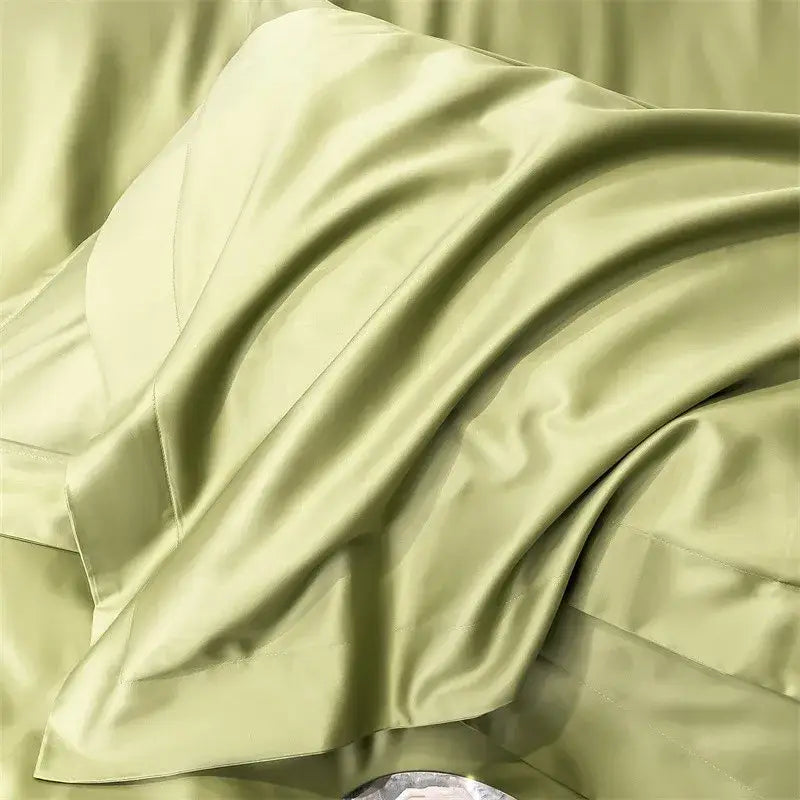 Luxurious silver gray satin duvet cover set bedroom bedding