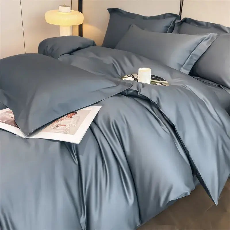 Luxurious mustard yellow satin duvet cover set bedroom bedding