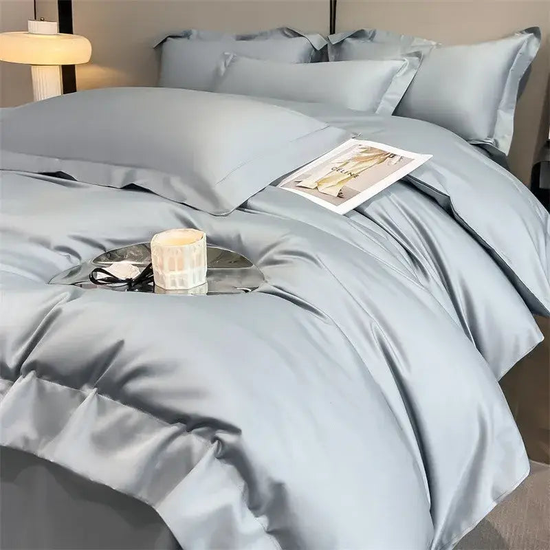 Luxurious gray 1000tc egyptian cotton duvet cover bedroom set