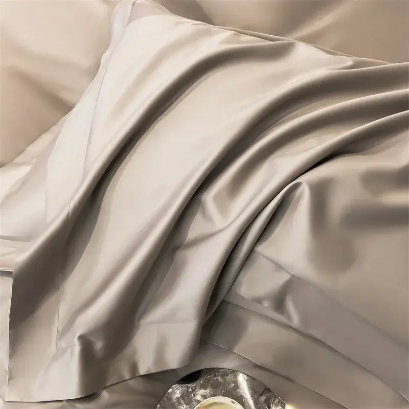 Luxurious white satin egyptian cotton duvet cover bedroom bedding