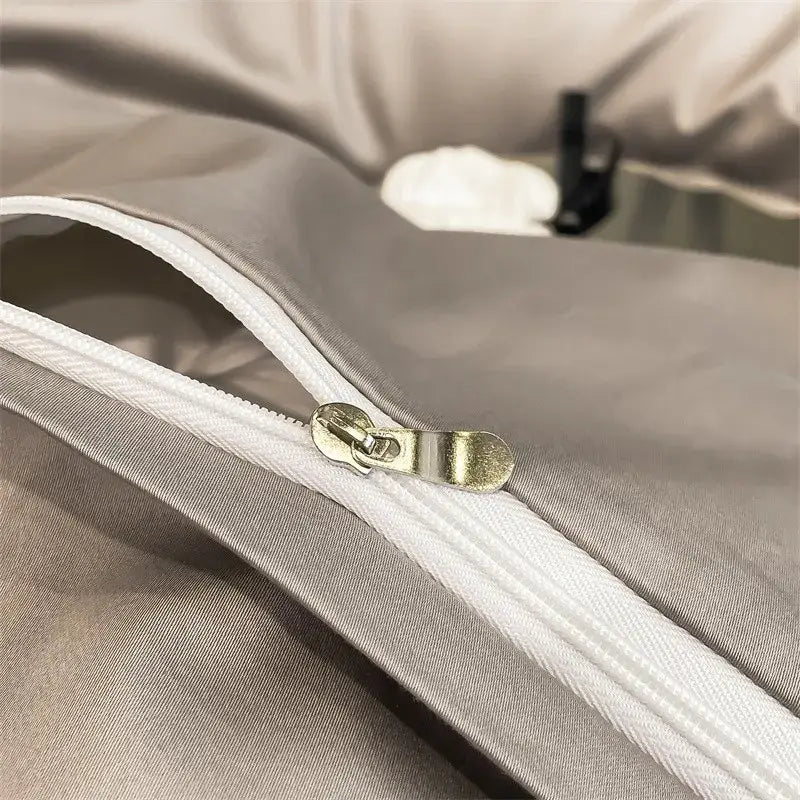 Luxurious white satin egyptian cotton duvet cover bedroom bedding set
