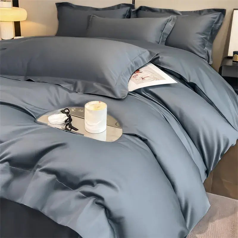 Luxurious gray 1000tc egyptian cotton duvet cover bedroom set