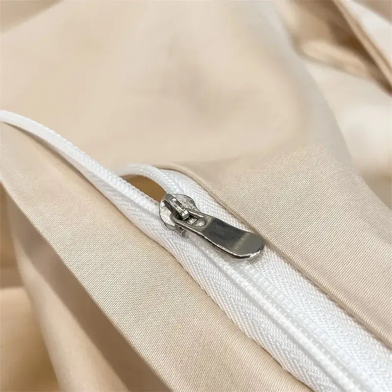 Luxurious beige satin egyptian cotton duvet cover bedroom set