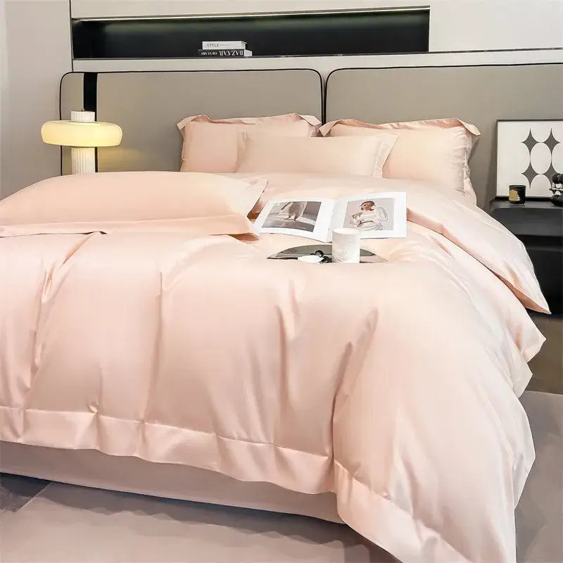 Luxurious white satin egyptian cotton duvet cover bedroom bedding set