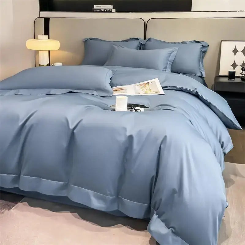 Slate blue egyptian cotton duvet cover set bedroom bedding