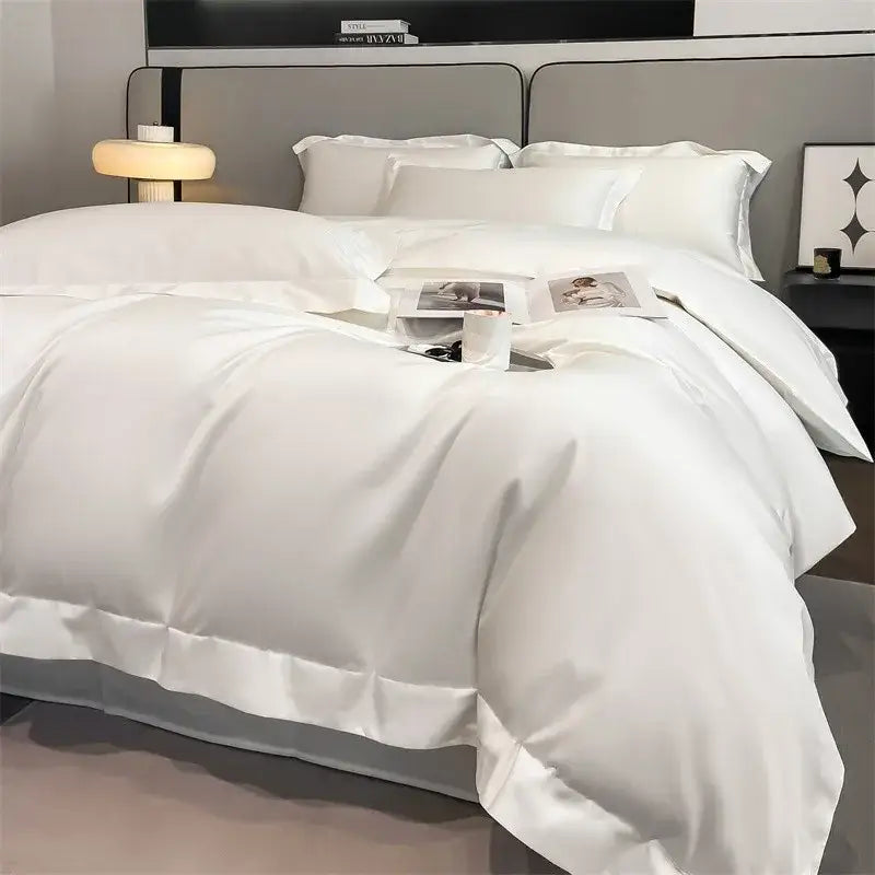 Luxurious mustard yellow satin duvet cover set bedroom bedding