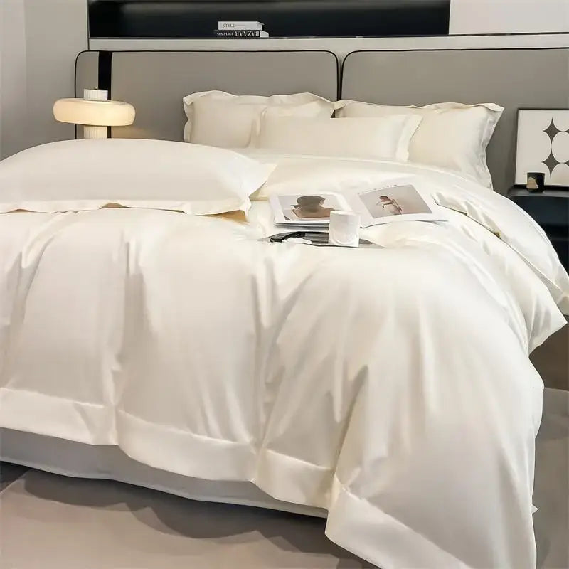 Luxurious mustard yellow satin duvet cover set bedroom bedding