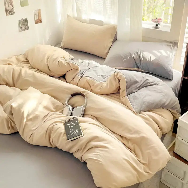 Luxurious cream cotton bedding set bedroom duvet cover