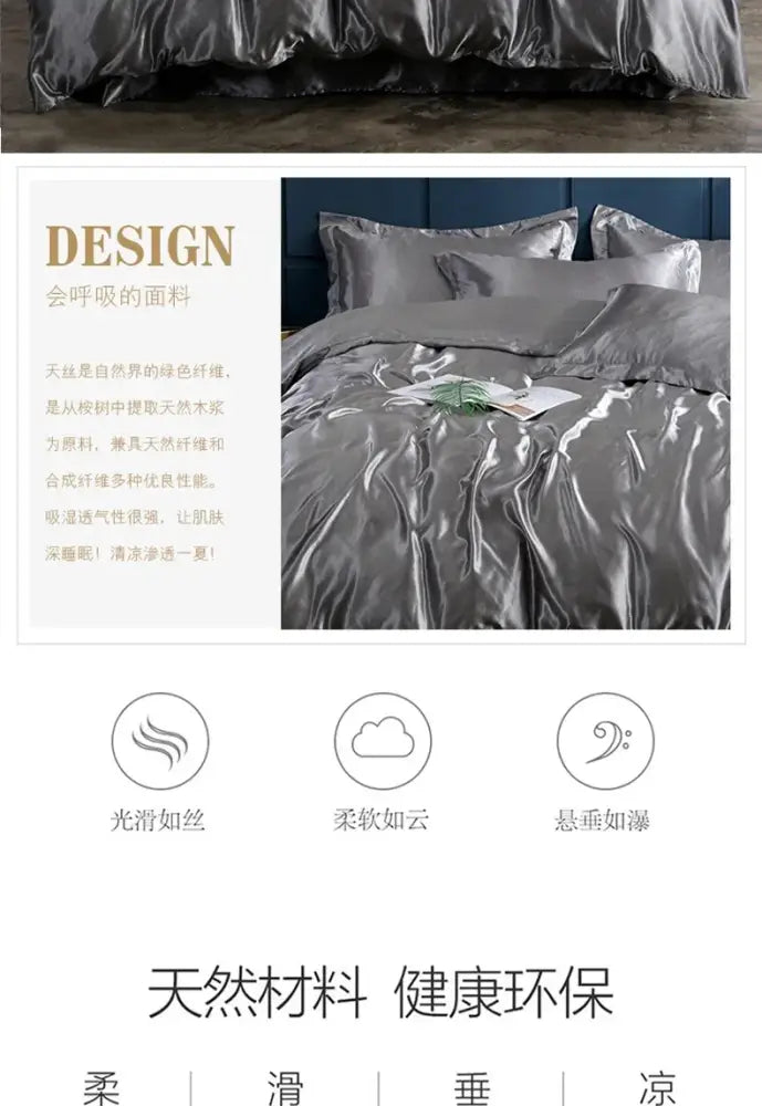 Royal blue satin duvet cover and bed sheet set bedroom luxury