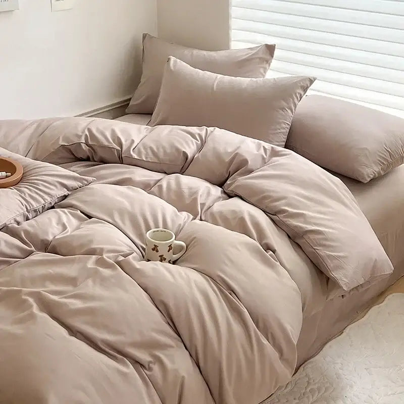 Luxurious gray cotton bedding set for bedroom soft duvet cover