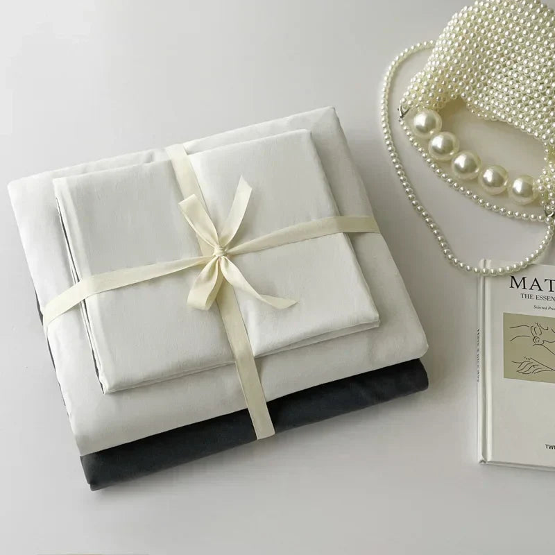 Luxurious white & dark gray duvet cover bedding set bedroom