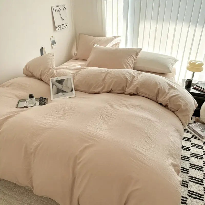 Luxurious gray cotton bedding set – bedroom duvet with pillows