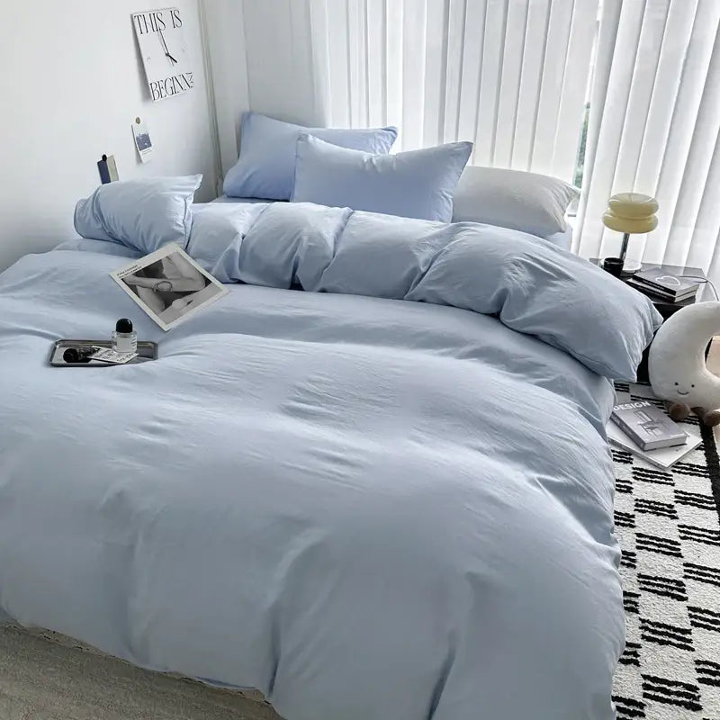 Luxurious gray cotton bedding set bedroom duvet and pillows