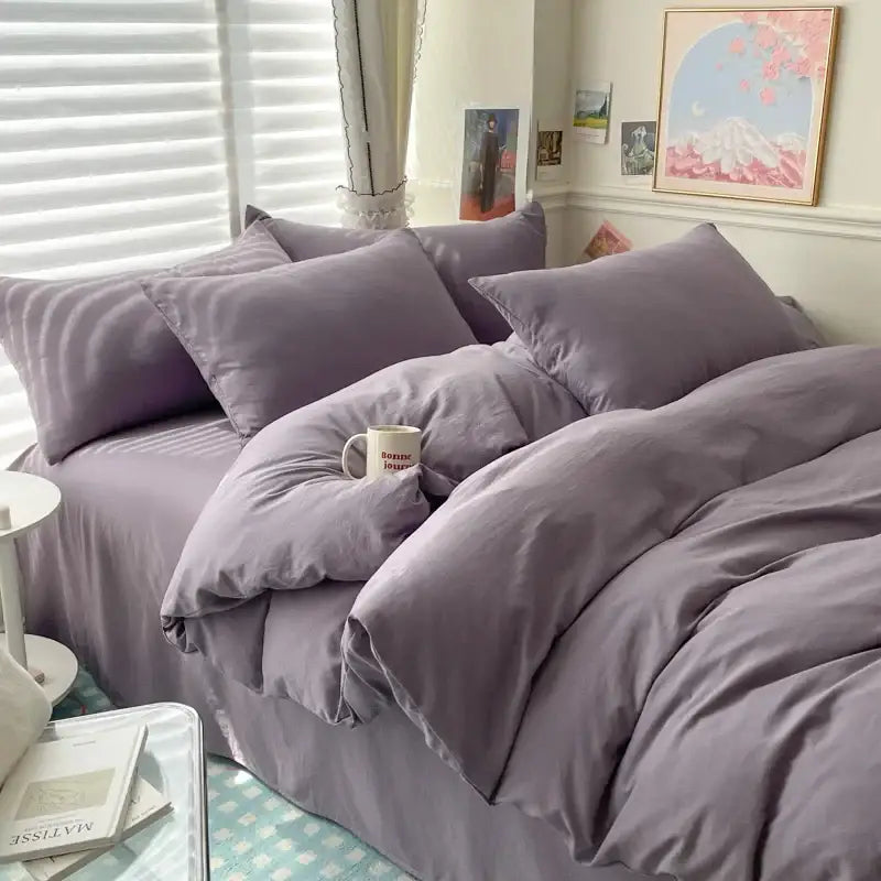 Luxurious white & dark gray duvet cover bedding set bedroom
