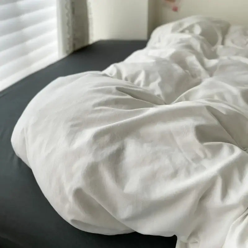 Luxurious white & dark gray duvet cover bedding set bedroom