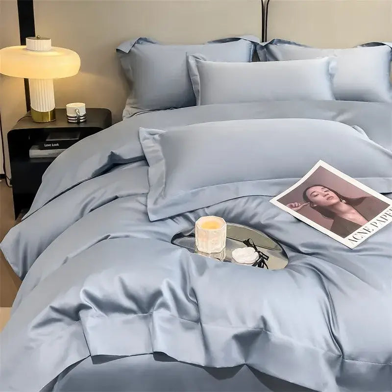 Sage green satin 1000tc duvet cover bedroom bedding set