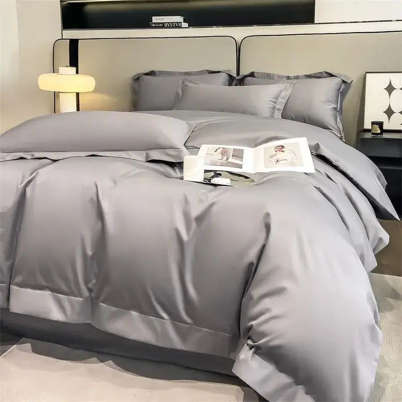 Lavender satin duvet cover set bedroom egyptian cotton bedding