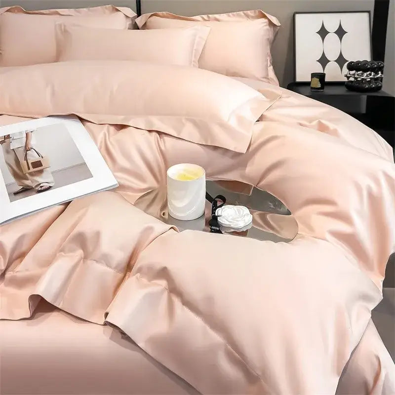 Lavender satin duvet cover set bedroom egyptian cotton bedding