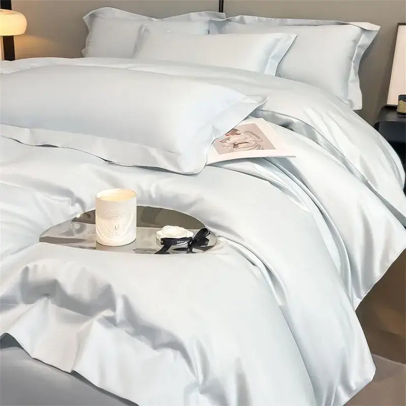 Lavender satin duvet cover set bedroom egyptian cotton bedding