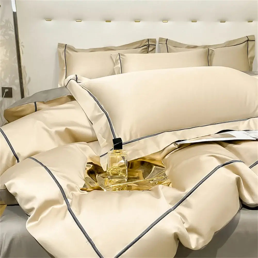 Luxurious navy & gold egyptian cotton duvet cover set bedroom