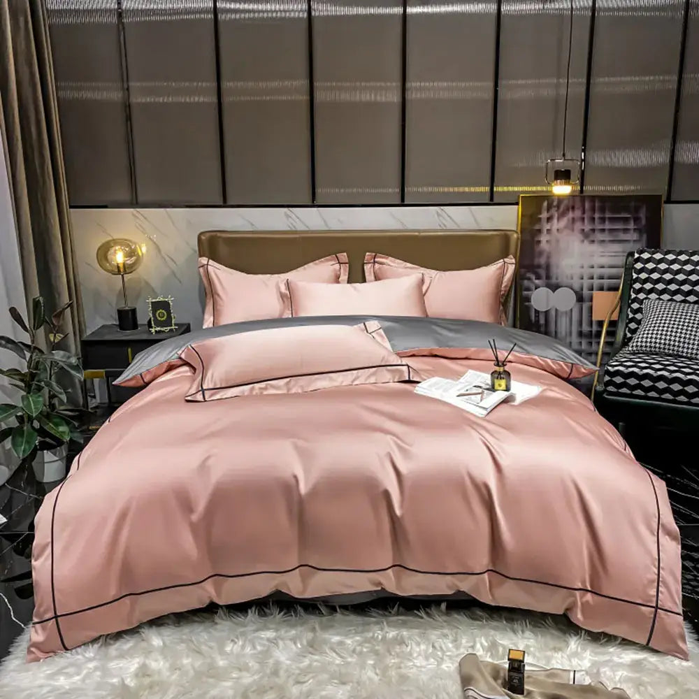 Luxurious navy & gold egyptian cotton duvet cover set bedroom
