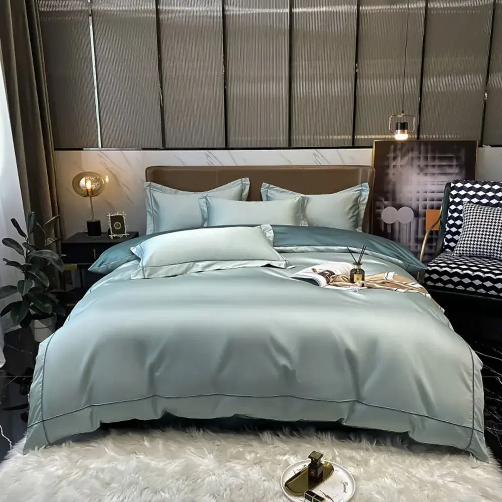 Luxurious navy & gold egyptian cotton duvet cover set bedroom