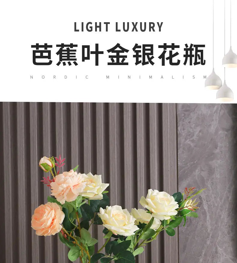 Luxurious gold ceramic feather vase white & gold living room decor