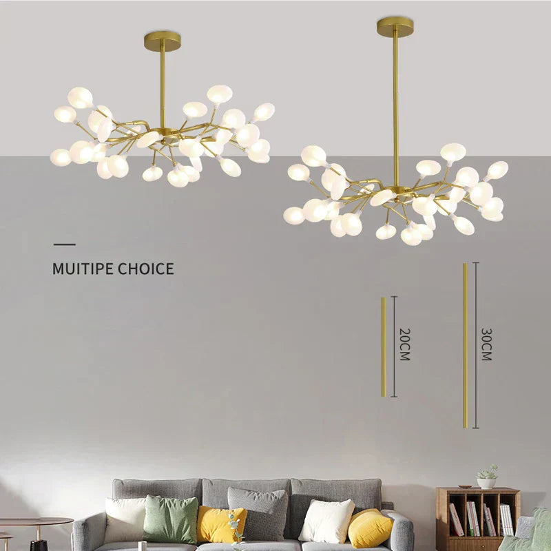 Modern nordic luxurious golden led chandelier dining room globe light
