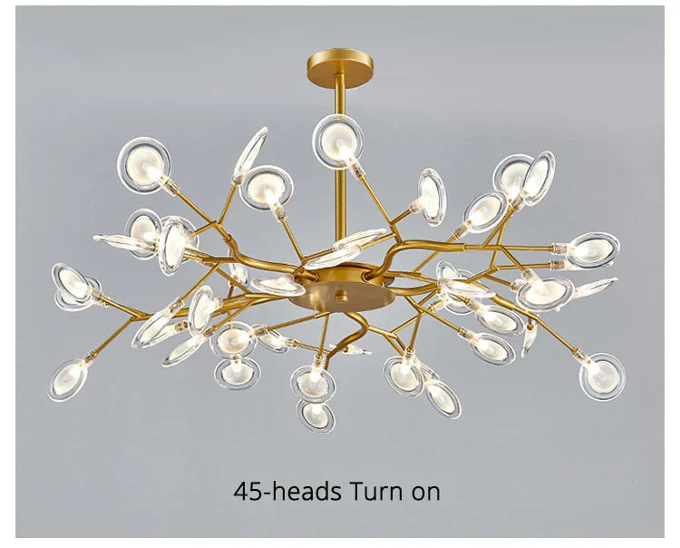 Modern nordic luxurious golden led chandelier dining room globe light