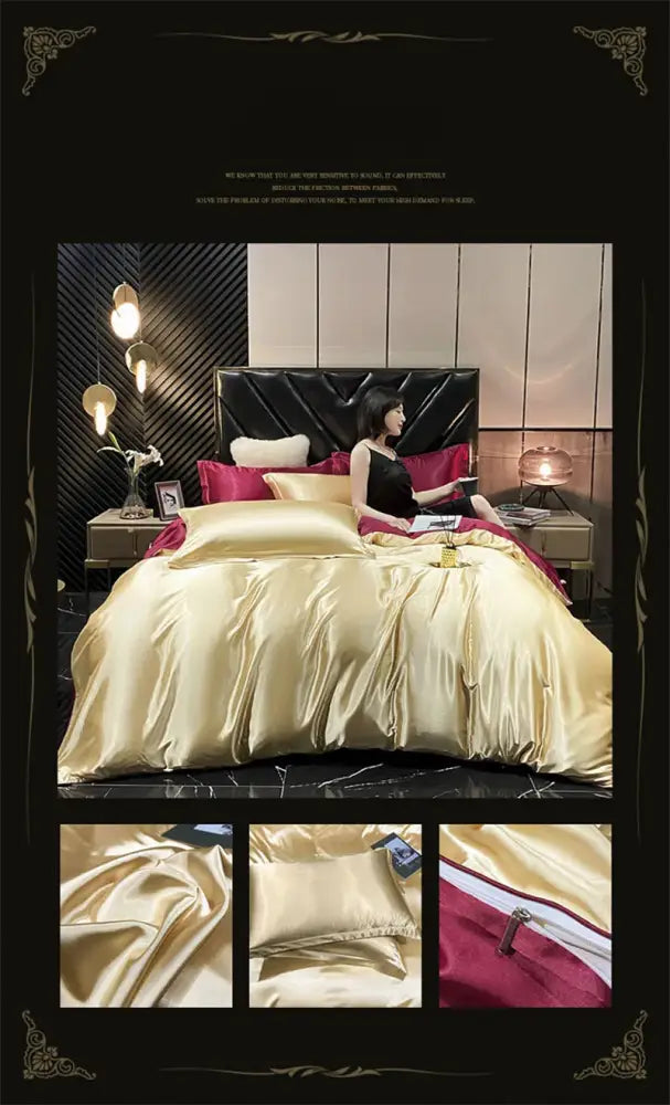 Luxurious silver mulberry silk duvet cover bedding set bedroom