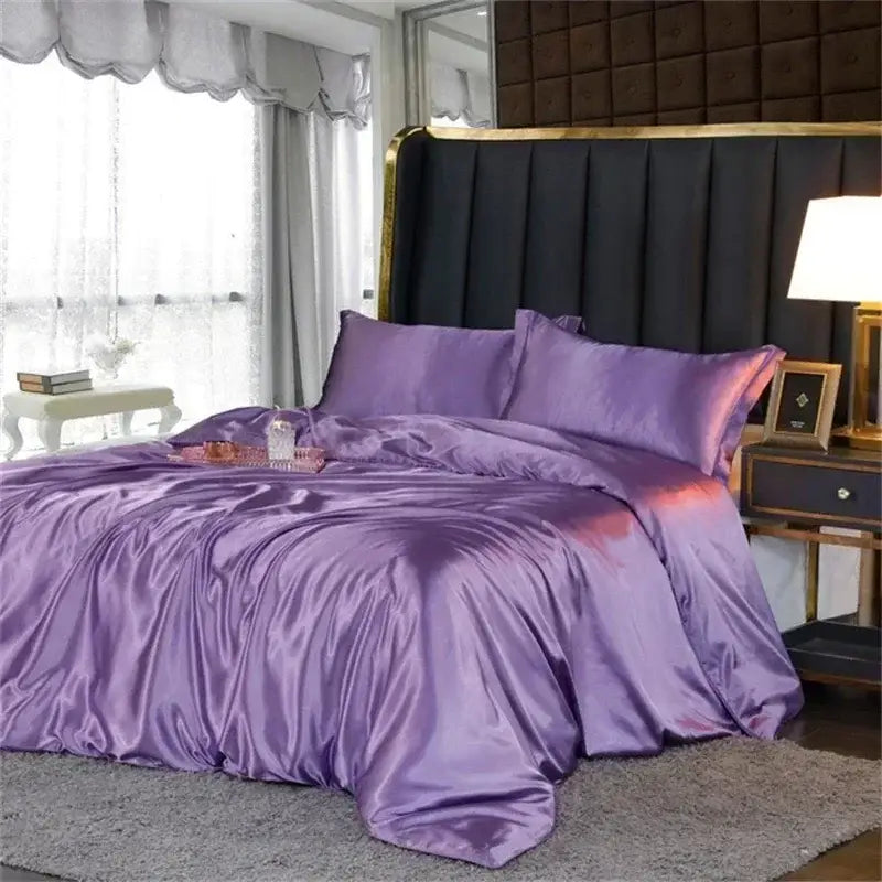 Luxurious teal satin mulberry silk bedding set bedroom duvet cover