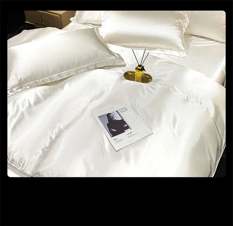 Luxurious lavender satin bedding set bedroom duvet cover