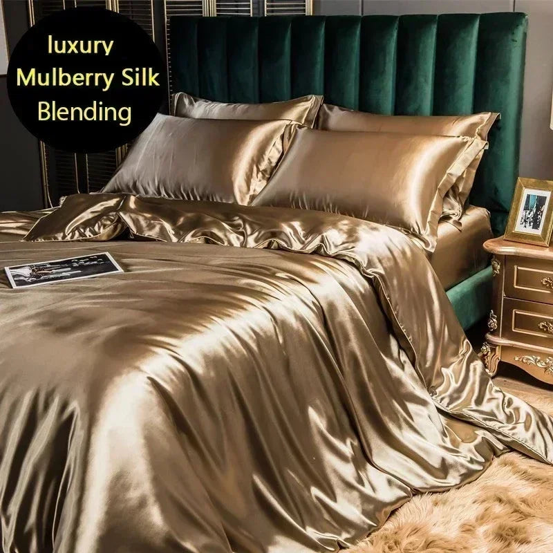 Luxurious yellow mulberry silk bedding set – bedroom duvet cover