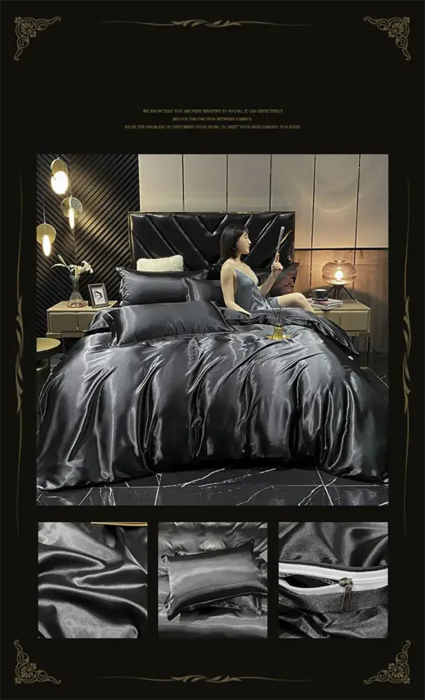 Luxurious yellow mulberry silk bedding set – bedroom duvet cover