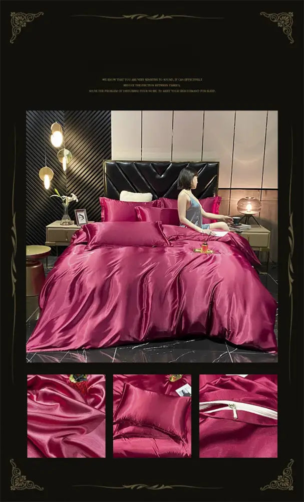 Luxurious purple mulberry silk bedding set bedroom duvet cover