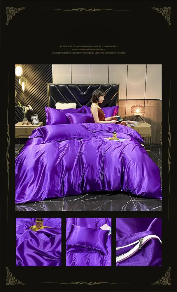 Pink & silver mulberry silk bedding set bedroom duvet cover