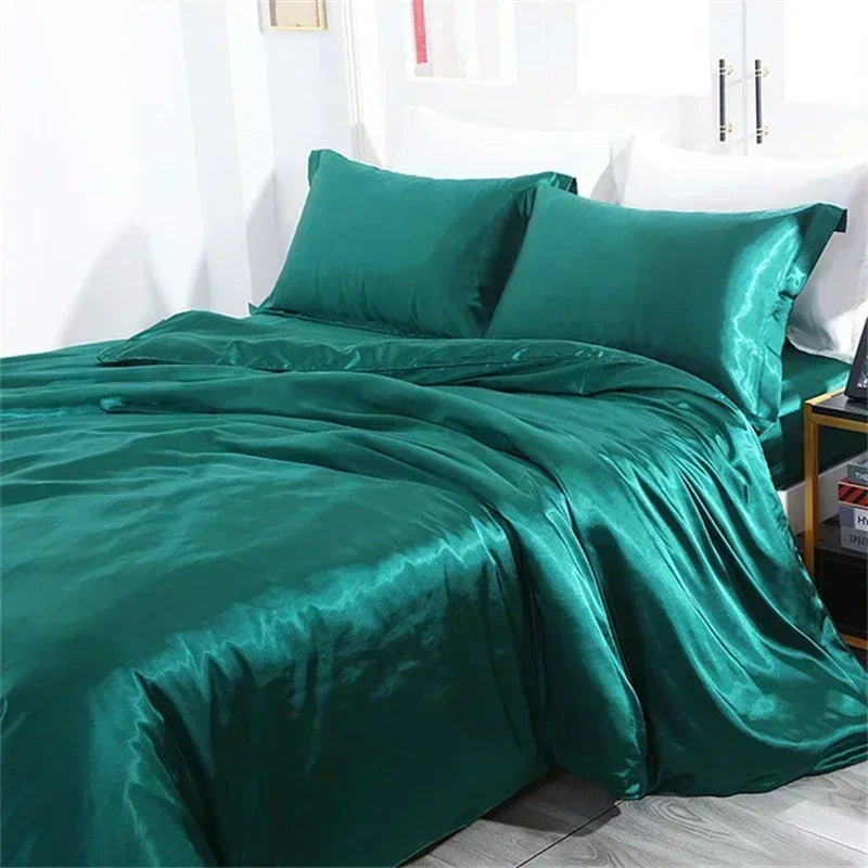 Luxurious deep blue & gold mulberry silk bedding set bedroom duvet cover