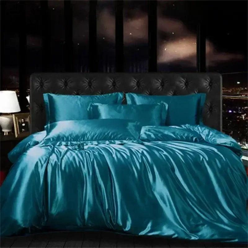 Luxurious burgundy mulberry silk duvet cover bedroom bedding set