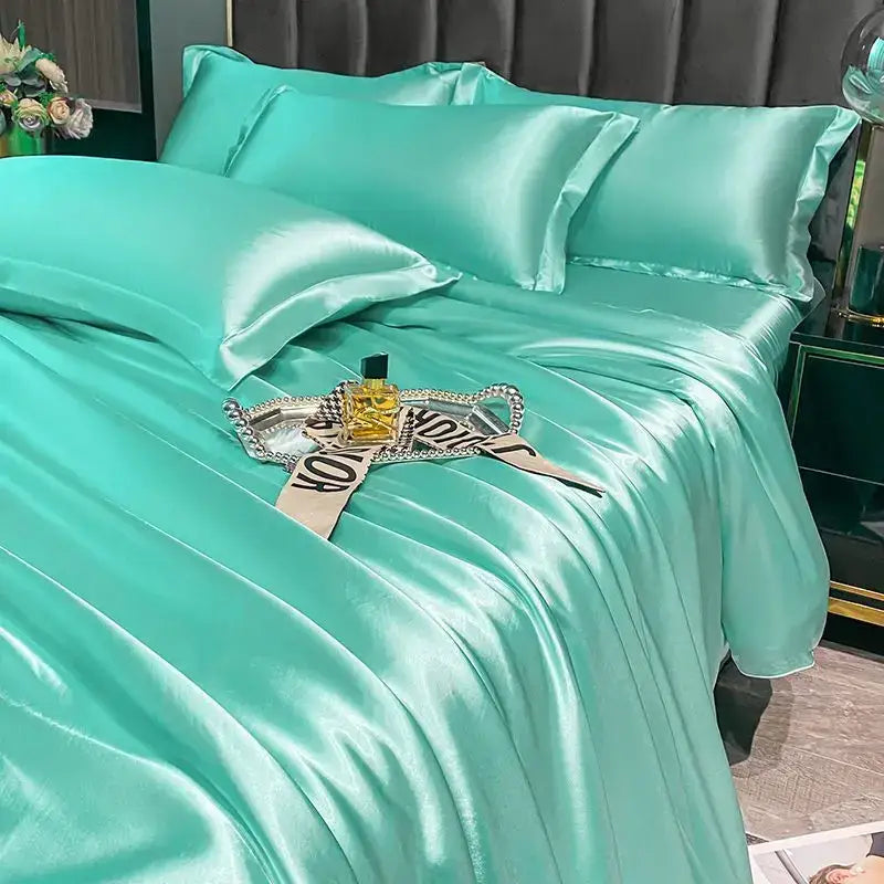 Luxurious black satin silk duvet cover set – bedroom bedding
