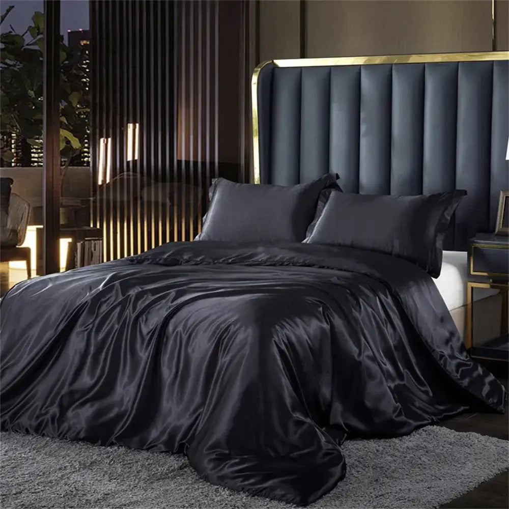 Luxurious gold and cream satin duvet cover set bedroom bedding