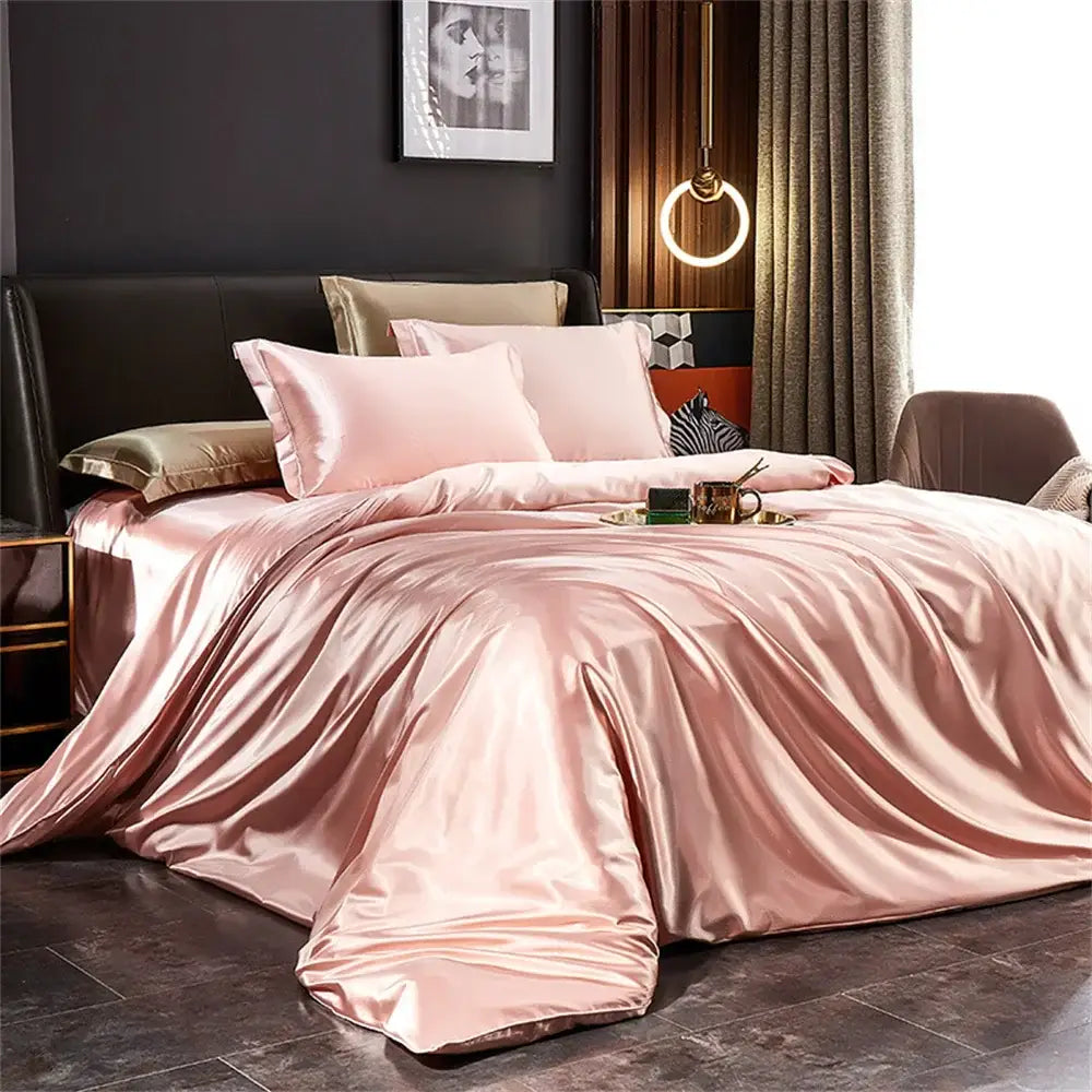 Luxurious gold and cream satin duvet cover set bedroom bedding