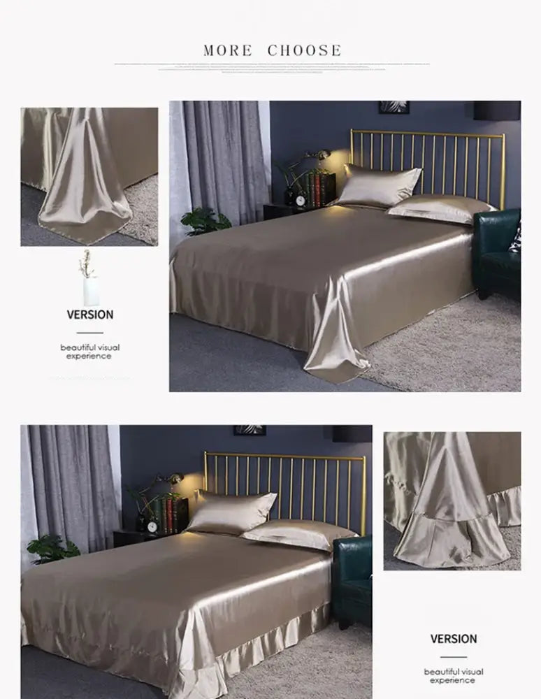 Luxurious emerald green satin duvet cover set bedroom bedding