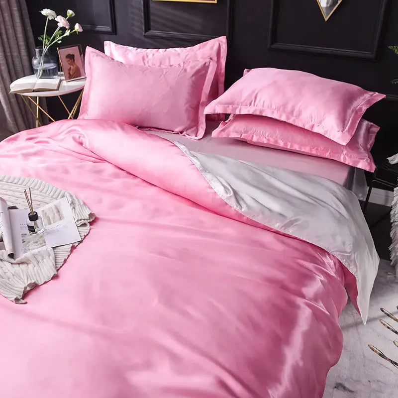 Luxurious teal satin bedding set – bedroom duvet cover and pillowcases