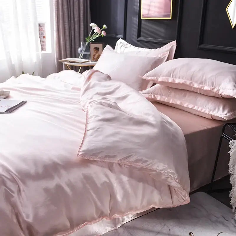Luxurious teal satin bedding set – bedroom duvet cover and pillowcases