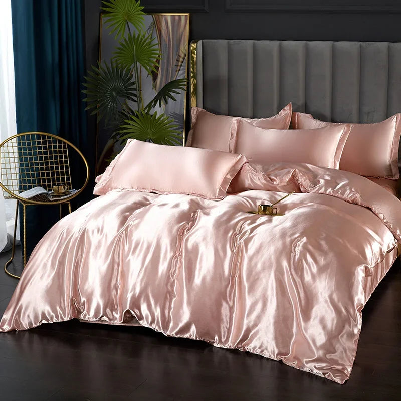 Luxurious teal satin bedding set – bedroom duvet cover