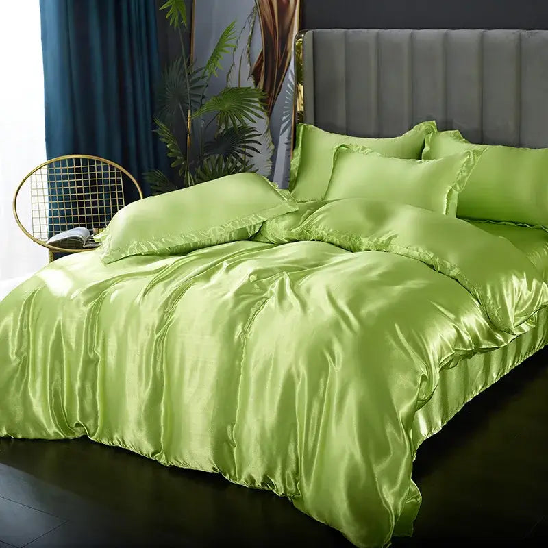 Luxurious teal satin bedding set – bedroom duvet cover