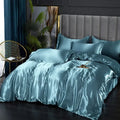 Luxurious teal satin bedding set – bedroom duvet cover
