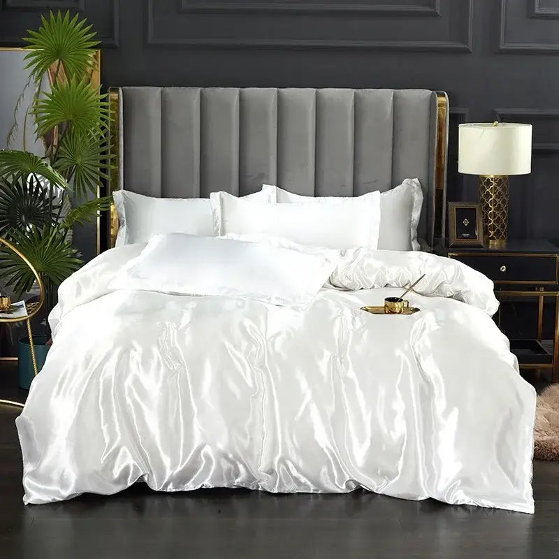 Luxurious teal satin bedding set – bedroom duvet cover