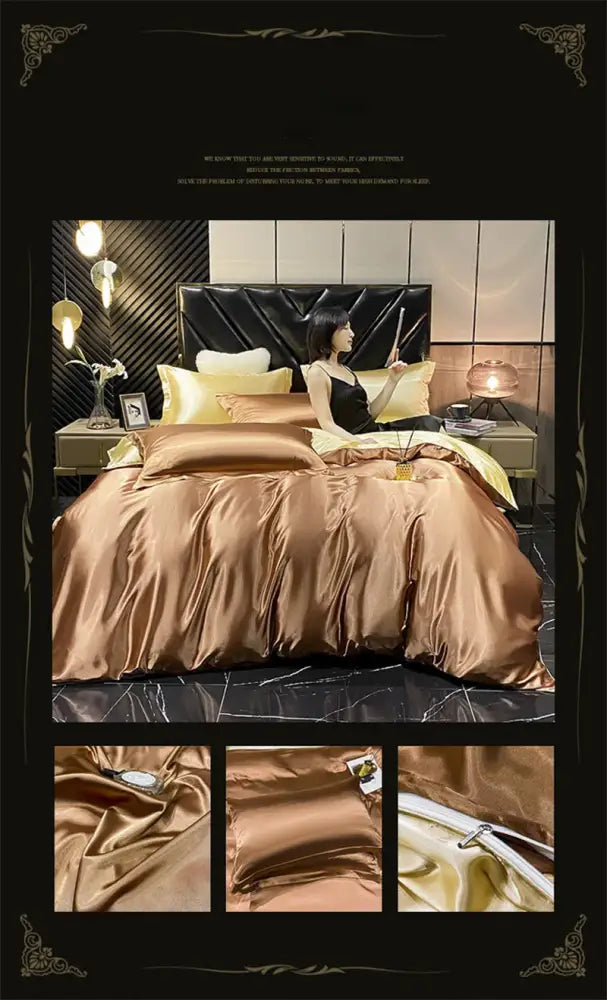 Luxurious dark green mulberry silk bedding set bedroom duvet cover
